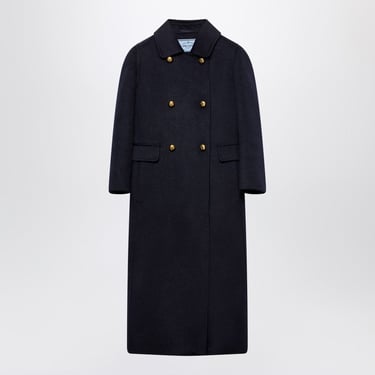 Prada Double-Breasted Blue Cashgora Coat Women