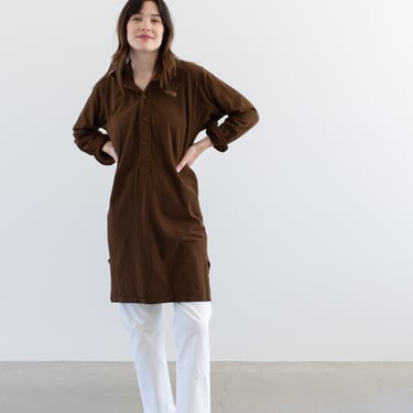 Vintage Chocolate Brown Polo Long Sleeve Tee Shirt | Unisex Henley | Made in Europe | S M | 