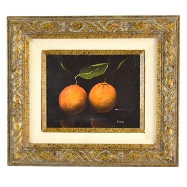 Vintage Antonio Gusini Still Life Oil Painting of Oranges Italian Artist 