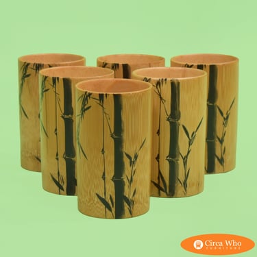 Set of 6 Hand-painted Bamboo Cups