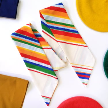 Fun Vintage 60s 70s Rainbow Stripe Long Neck Tie 