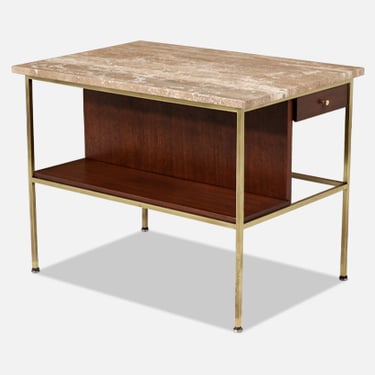 Paul McCobb &quot;Irwin Collection&quot; Marble & Brass Side Table for Calvin Furniture