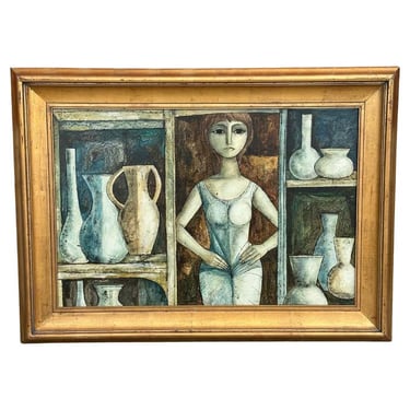 &quot;Woman Among Jars&quot; Oil on Canvas by Lucio Ranucci