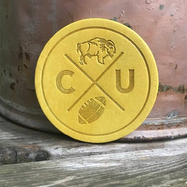 Leather Coaster - Colorado Football