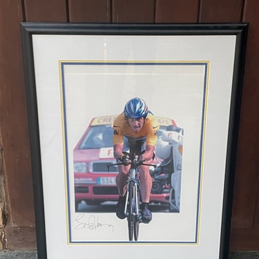 Lance Armstrong Bicycle Racer Large Autographed Photo Giclee Poster Vintage Cycle Time Trial 