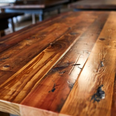 Customized Dining Table Made with Reclaimed Wood - Recycled Wood Coffee Table with Steel Legs - Urban Wood and Steel Dining Table for Home 