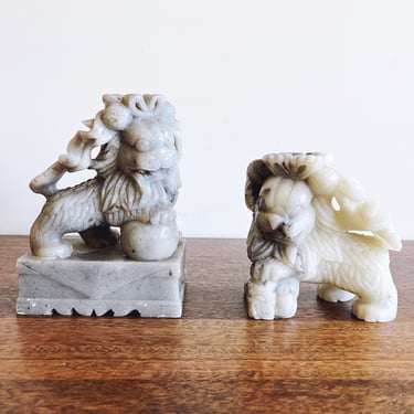 Vintage Chinese Soapstone Lion Bookends - a Pair 