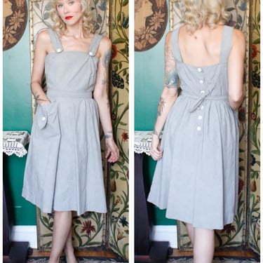 1940s Dress // Chambray Gray Sailing Blues by Tomboy Dress // vintage 40s dress 