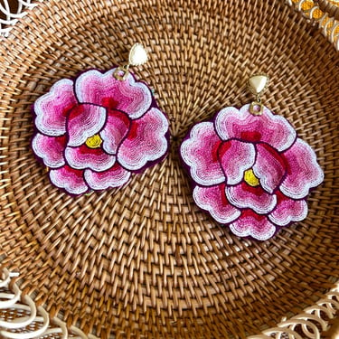 BPR Pink Hibiscus/Rose Earrings