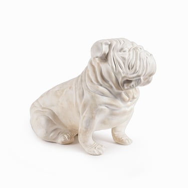 Vintage Plaster Bulldog Sculpture Life Size 