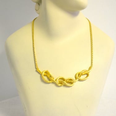 1980s Parklane Gold Knot Bib Necklace 