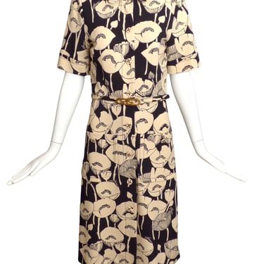 GUCCI- 2021 Black &amp; Ivory Poppy Print Dress, Size 6