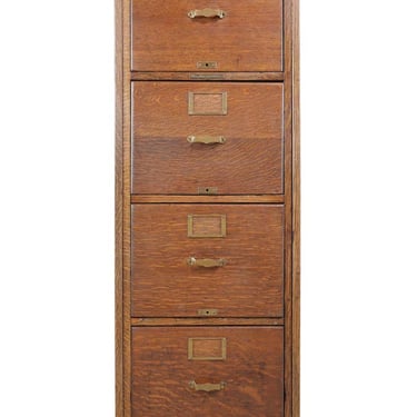 Antique Library Bureau Sole Makers Tiger Oak Wood Filing Cabinet