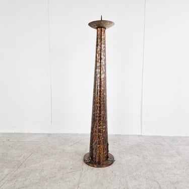 Large brutalist floor candle stand, 1970s - vintage candle stick - large candlestick - candle holder - multiple candle holder 