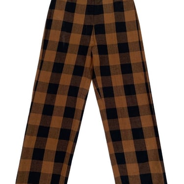 Ali Golden SILK FLY FRONT PANT - COPPER/BLACK PLAID