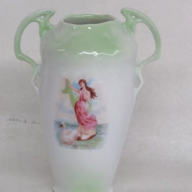 French Hand Painted Vase with Two Handles 3945B