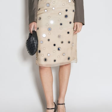 Prada Women Mirror-Embellished Organza Midi-Skirt