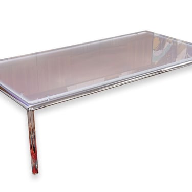 de Sede DS-9075/62 Bauhaus Rectangular Chrome Base Satin Glass Top Coffee Table 