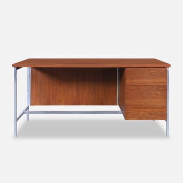 Florence Knoll Walnut Executive Desk for Knoll Associates