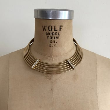 Gold-Toned Concentric Circle Metal Collar - 1970s 