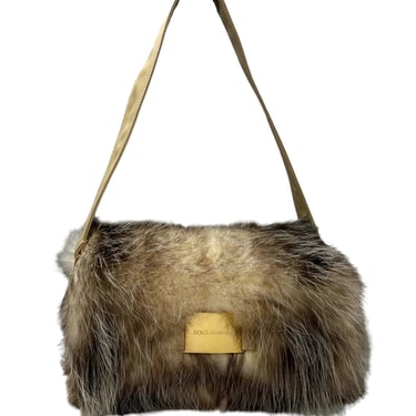 Dolce & Gabbana Brown Fur Shoulder Bag