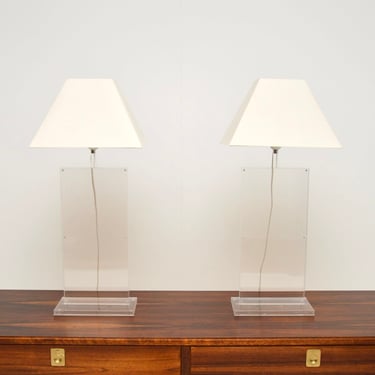 Pair of Vintage French Acrylic Table Lamps