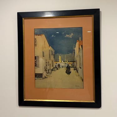 Raymond Wintz (1884-1956) Early Print, “Harbour Street” 1960’s - Free Shipping 29” x 34” 