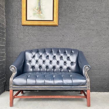 Navy Chesterfield Loveseat