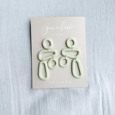 Cutout Dangle Earrings in jade | Polymer Clay and Resin Statement Earrings Nickel Free Hypoallergenic Posts, Lightweight Jewelry 