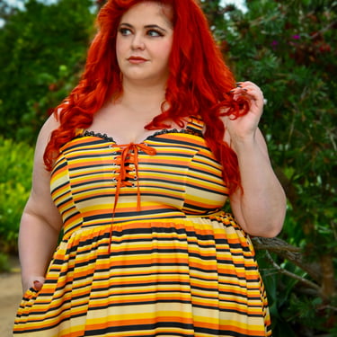 Heidi Swing Dress in Candy Corn Stripe