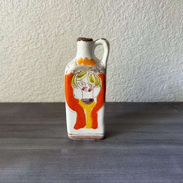 Vintage DeSimone Mini Pitcher/Flask Pottery decorative, Vintage Italian Pottery, Picasso style, Hand-Painted Mediterranean Ceramic 