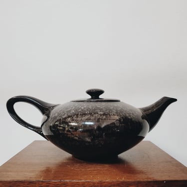 Mid-century modern Teapot | Ceramic Teapot | Low Teapot | Black | 