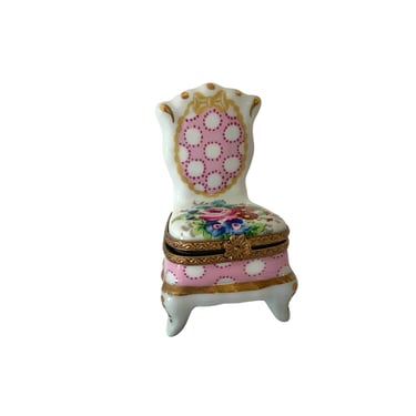Pink Floral Limoges Chair Box 