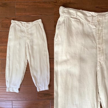 Antique Plus Fours Linen Breeches Dutchess Trousers Golf Knickers 1910s 1920s 