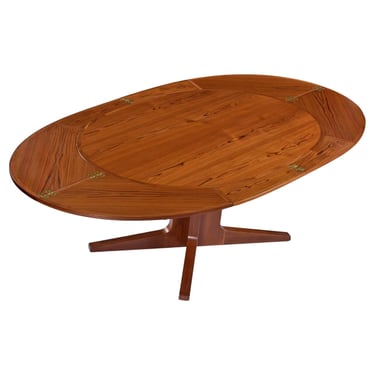 Refinished Expanding Oval Danish Modern Teak Flip-Flap Dining Table by Dyrlund 