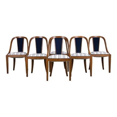 1930s French Art Deco Gondola Maple Dining Chairs - Set of 6 