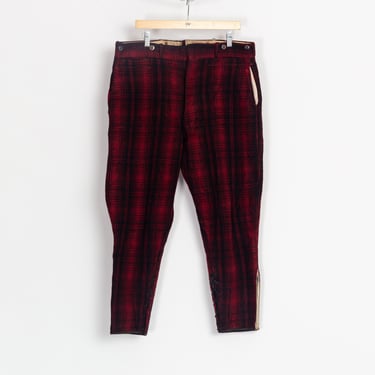 1940s Woolrich Red Plaid Wool Hunting Pants - Men's Large, 38