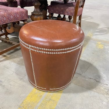 Brown Faux Leather Ottoman with Nailhead Trim (Multiple Available)