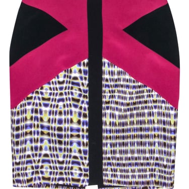 Rachel Roy - Purple & Black Silk Pencil Skirt w/ Kaleidoscope Print Sz 12
