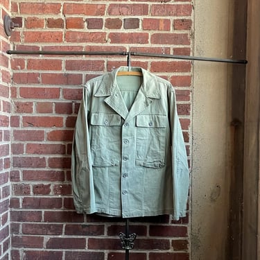 Size M Vintage 1940s US Navy Salty HBT N-2 Shirt Jacket with Repairs 