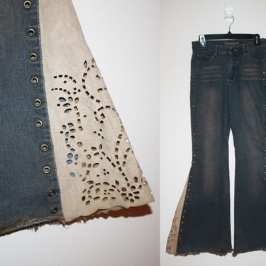 Vintage 2000s Low Rise Flare Boho Jeans, Size Medium 