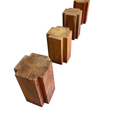 Set of 4 Modern Teak Pedestal Tables