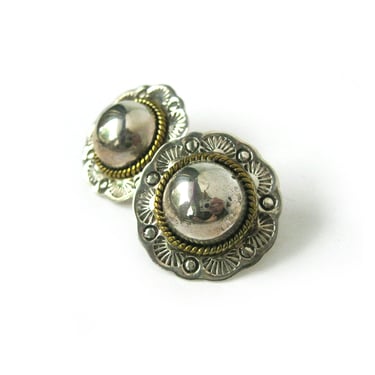 Sterling Silver Pierced Earrings, Taxco Jewelry, Silver Circles Jewelry, Mexico 925 TV-159 Statement Earrings Senorita Style 