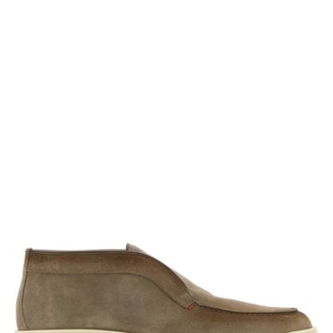 Santoni Man Dove Grey Suede Ankle Boots