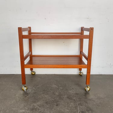 Danish Mid-Century Modern Teak Bar Cart with Brass Casters by Brdr Furbo 