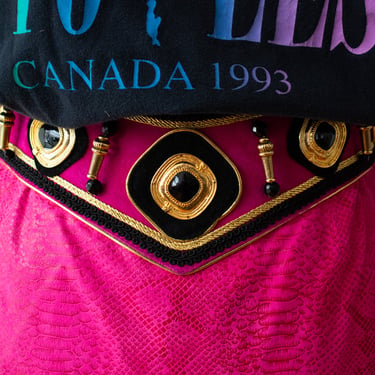 Vintage 90s Salena's Collection Maximalist Pink Suede Belt