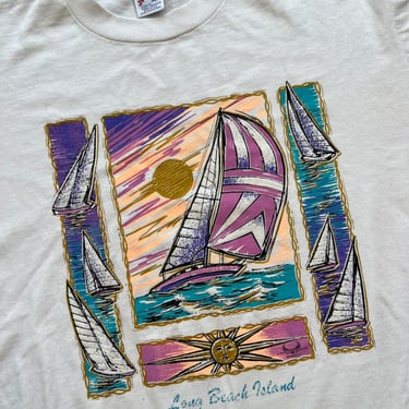 Vintage Long Beach Island Sailboat T-Shirt - 90s Beach Graphic Tee by Jerzees