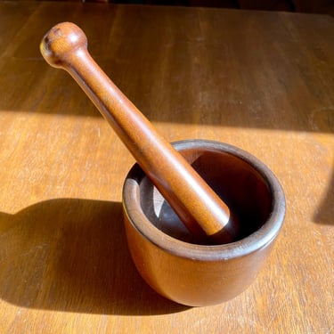 Vintage Primitive Solid Wood Mortar + Pestle | Apothecary 