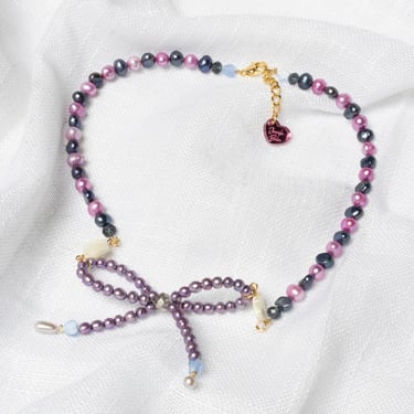 Jewels by Jewish Babe - Purple Single Bow Necklace
