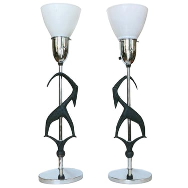 Mid-century Gazelle Table Lamps, Pair by Rembrandt 